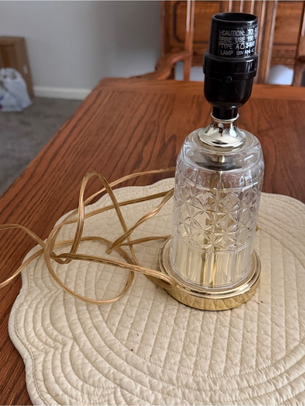 Glass and Gold Table Lamp - Clear/Gold